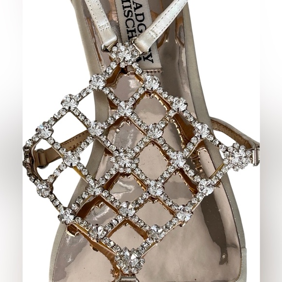 Badgley Mischka Zoanne Champagne Caged Jewel Design Thong Flats Sandals Size 6 - Picture 6 of 12